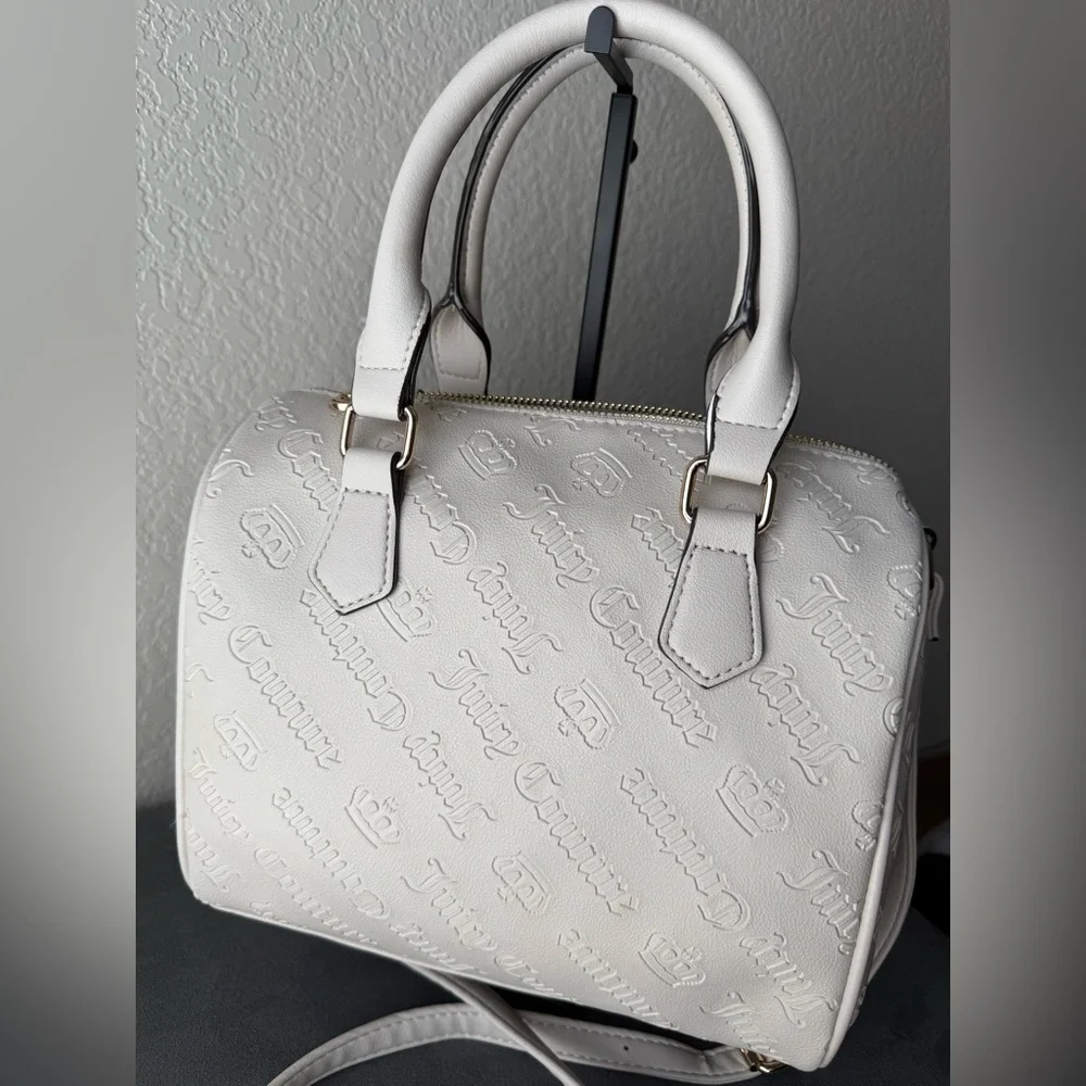 NWT Juicy Couture Tan/Beige Embossed Satchel with Shoulder Strap